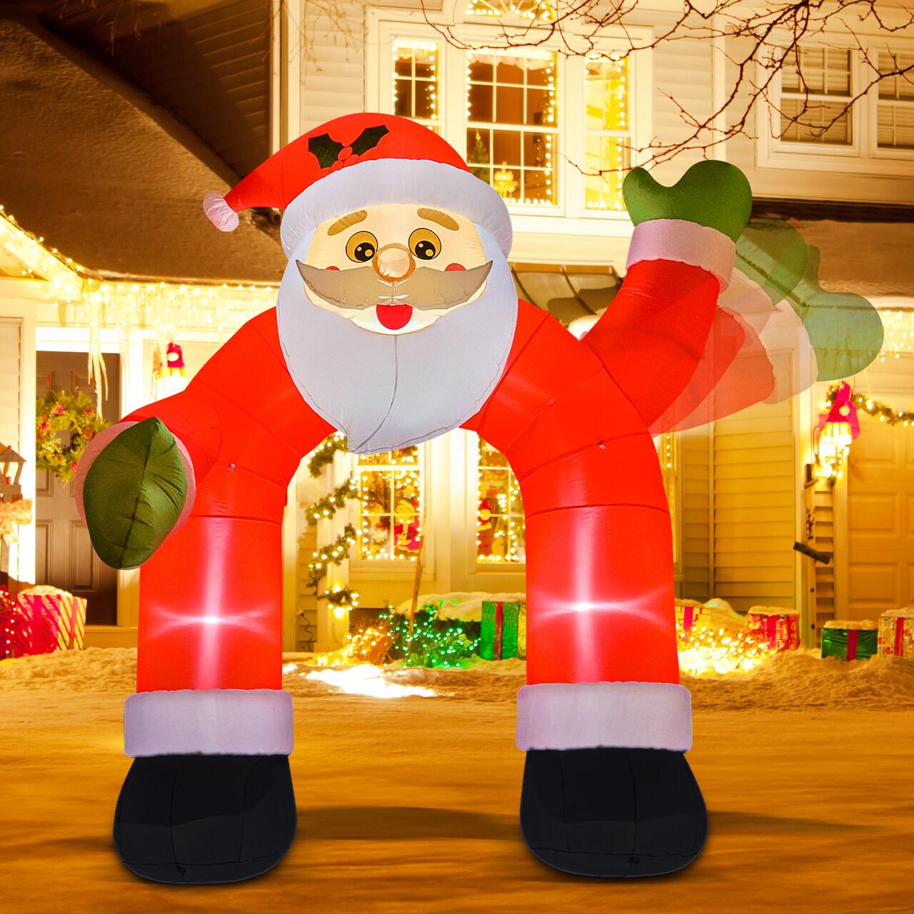GOOSH 8FT Animated Dancing Santa Inflatable with Shaking Arms and LED Lights
